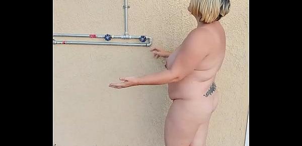  bbw nude celestewoodrow takes a shower outside on Vimeo.MP4